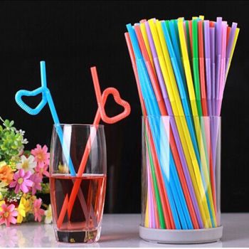 100 packs of color DIY elbow art straw milk tea straw disposable straw lengthened juice straw thumbnail