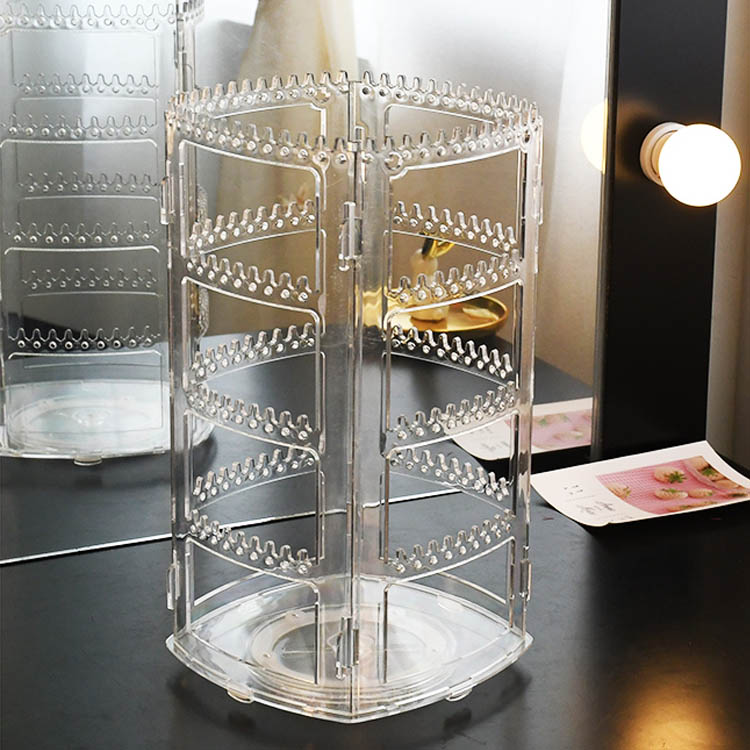 Earring rack, jewelry storage and display stand, hanging necklace, ear clips, ear studs, hair accessories, large-capacity rotating jewelry box, screen details Picture