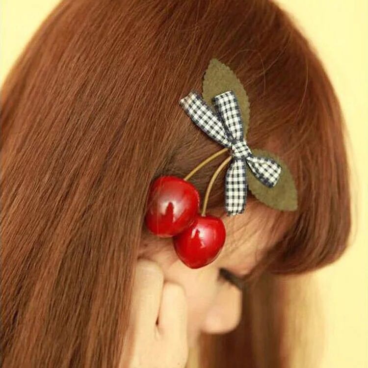 可爱樱桃蝴蝶结边夹鸭嘴夹发夹发饰发卡头花夹子饰品[121]详情图2