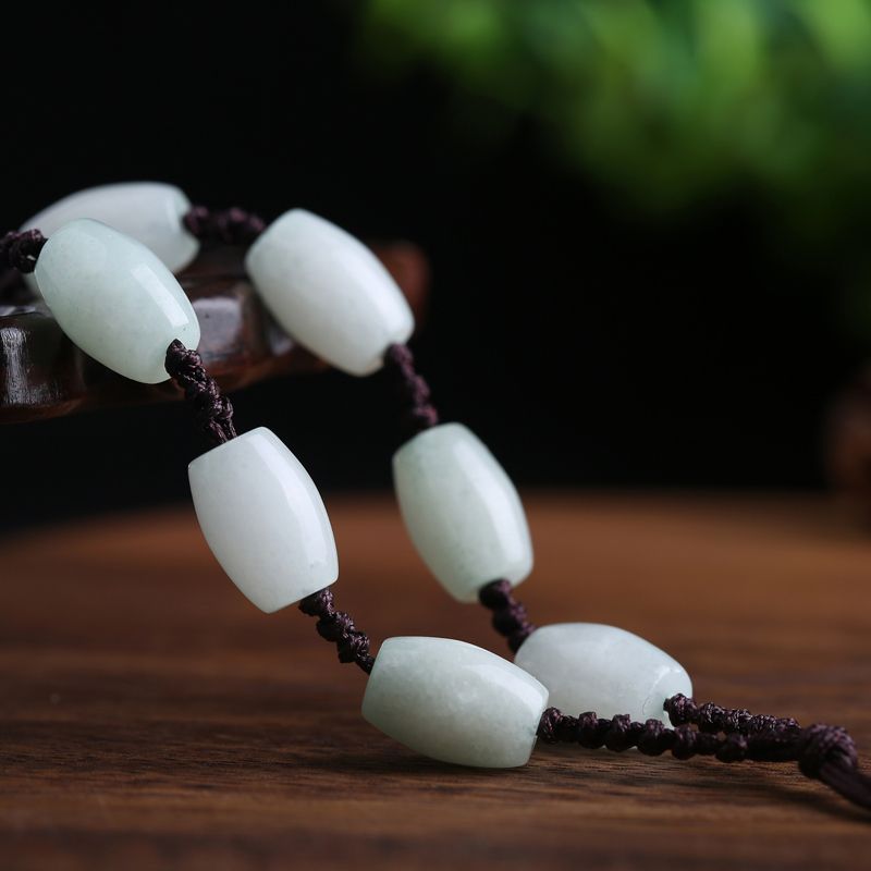 Jade Bead Chain Jade Pendant Rope Necklace Rope Women's Jade Rope Woven Jade Bead Necklace Rope Men's Chain details Picture