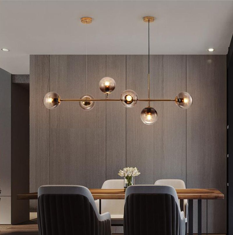 Nordic restaurant lighting fixtures, modern and simple long strips, creative and personalized living room, commercial dining table, magic bean bar counter chandelier