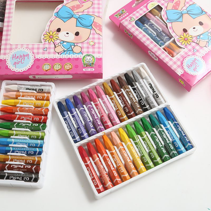 24 color hexagonal oil painting stick crayon student children stationery drawing pen factory direct sale thumbnail
