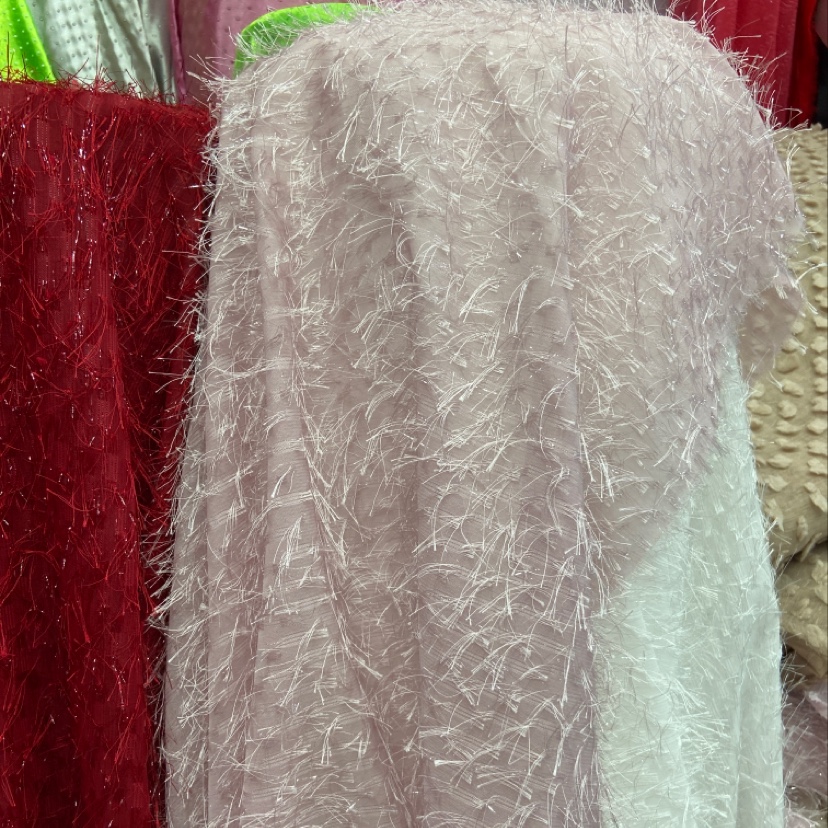 Pink bright silk short wool fabric for decorative items, handicrafts, clothing and accessories details Picture