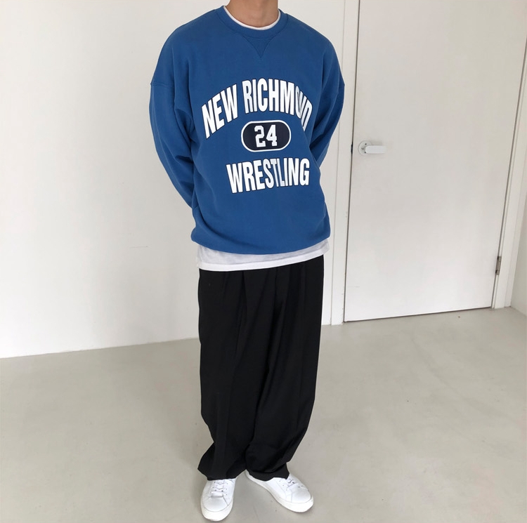ASNOFFICE Dongdaemun Men's Clothing alphanumeric 24 printed round-neck pullover loose hoodie couple style Specification image