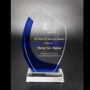 Crystal trophy blue K9 crystal carving crystal