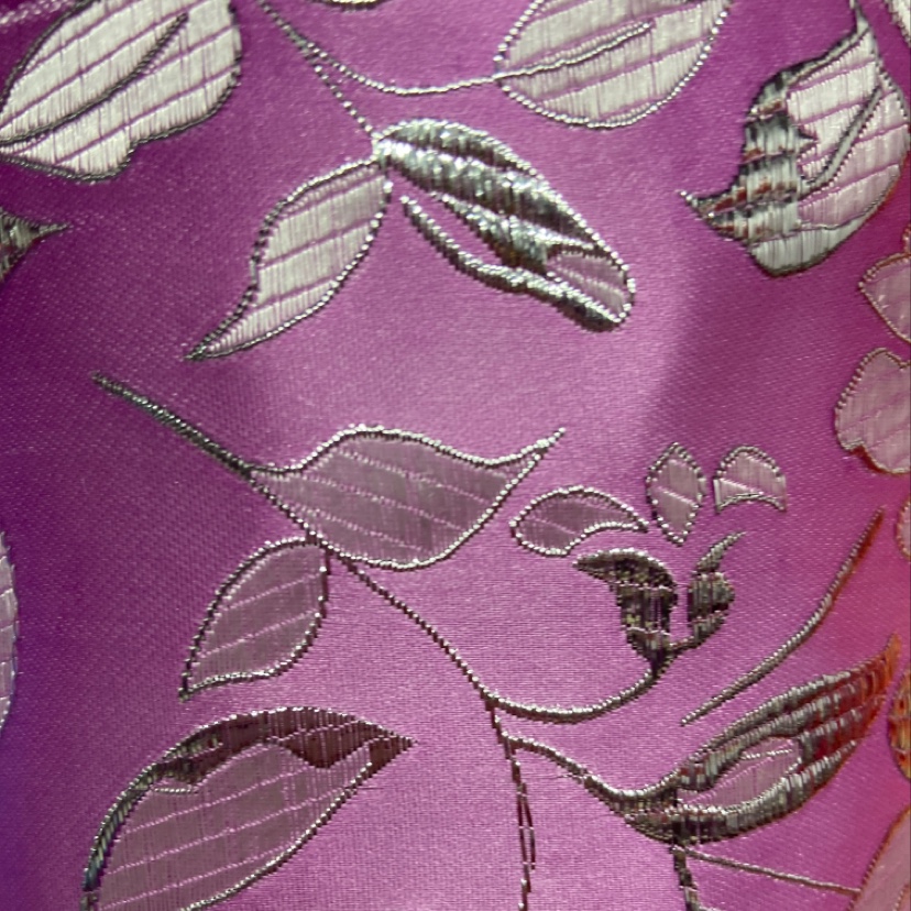 Pink leather with silver edge embroidery, fine leather brocade fabric, decorative items, gift packaging fabric, clothing, cheongsam details Picture