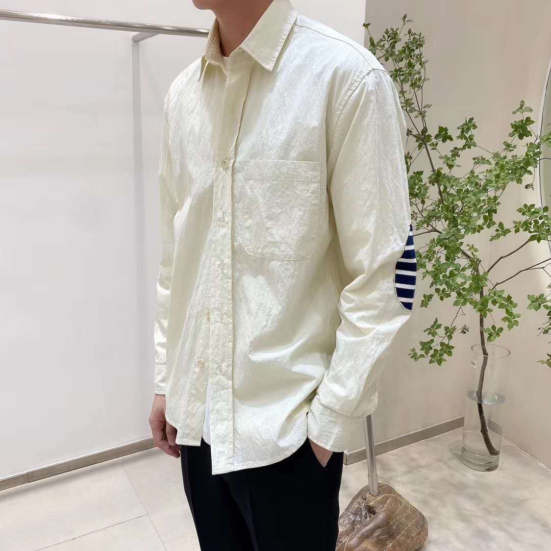 HIPMAN Korean men's wear Dongdaemun pure white cotton square collar clean style long-sleeved shirt for Spring 2020