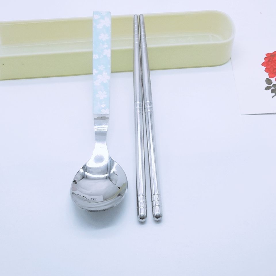 Wholesale custom quality simple steel spoon chopsticks two-piece tableware set Specification drawing