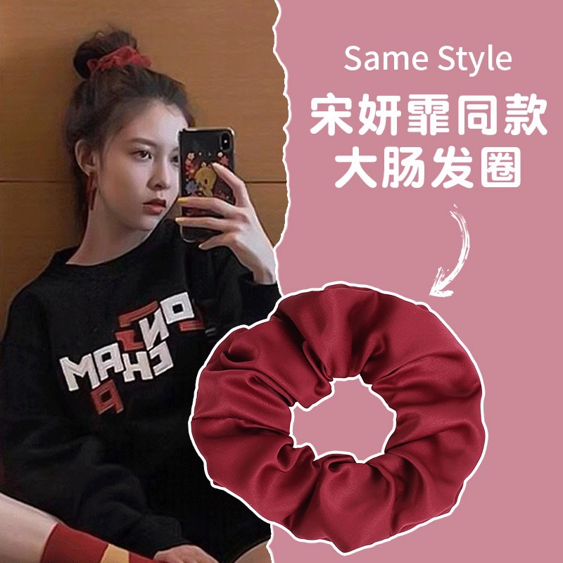 Bm large intestine hair ring ins simple head rope female pig fat intestine rubber band web celebrity sen tie hair rope Korean leather cover thumbnail
