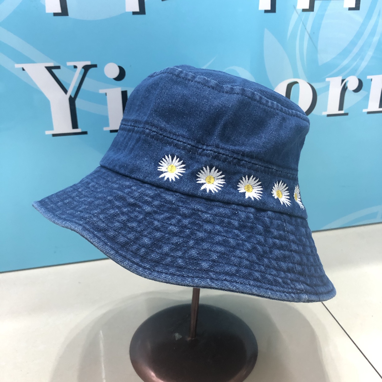 Korean Version Of Instagram Wind Small Daisy Denim Large Covered Face Fisherman Hat Woman Spring Summer Autumn Winter Sunshade Hat