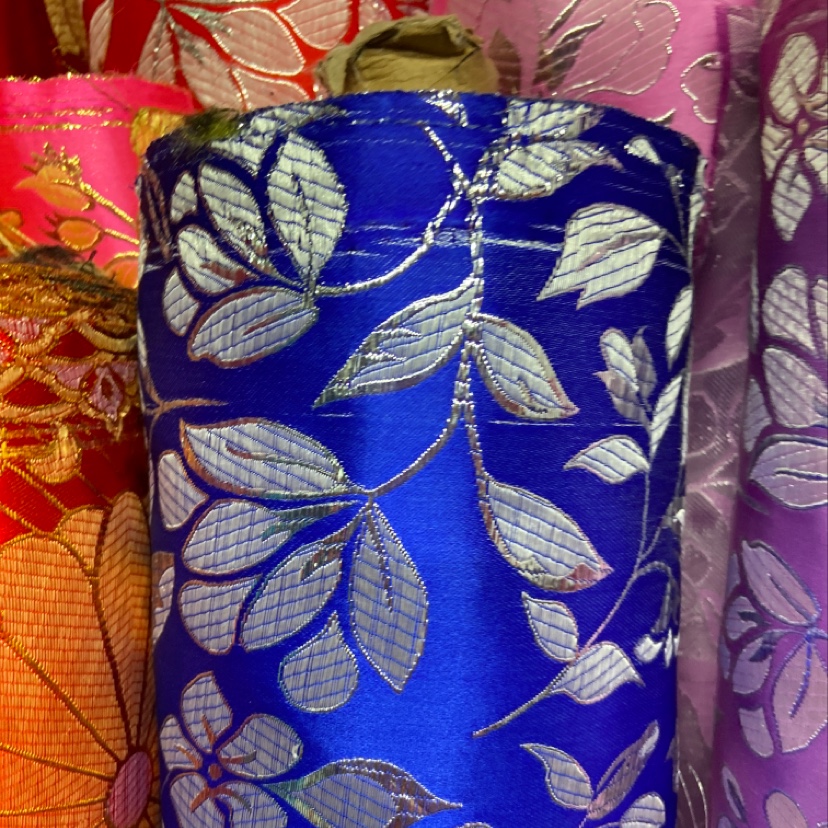 Blue Silver Border Embroidered Fine Leather Brocade Fabric Craft Decoration Gift Packaging Cloth Clothing Cheongsam Specification drawing