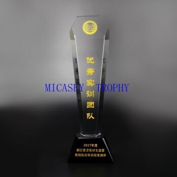 普通水晶奖杯 立柱奖杯 雕刻上色奖杯