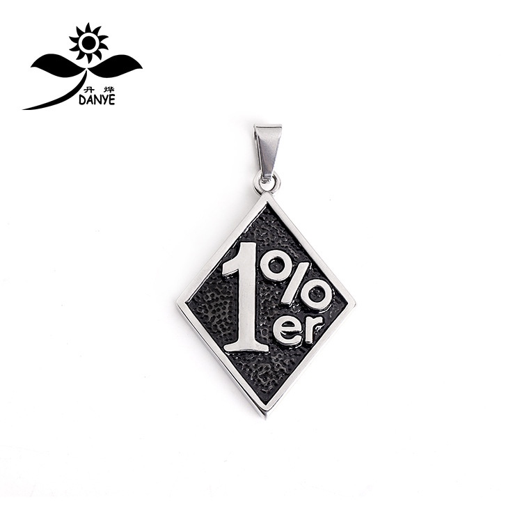 欧美复古钛钢抹黑军牌吊坠 不锈钢1%数字项链饰品挂件细节图