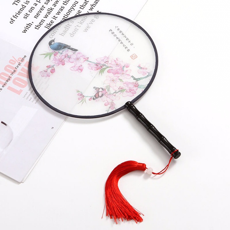 半透明中国风宫廷扇子汉服古风舞蹈团扇表演仿真丝详情图9