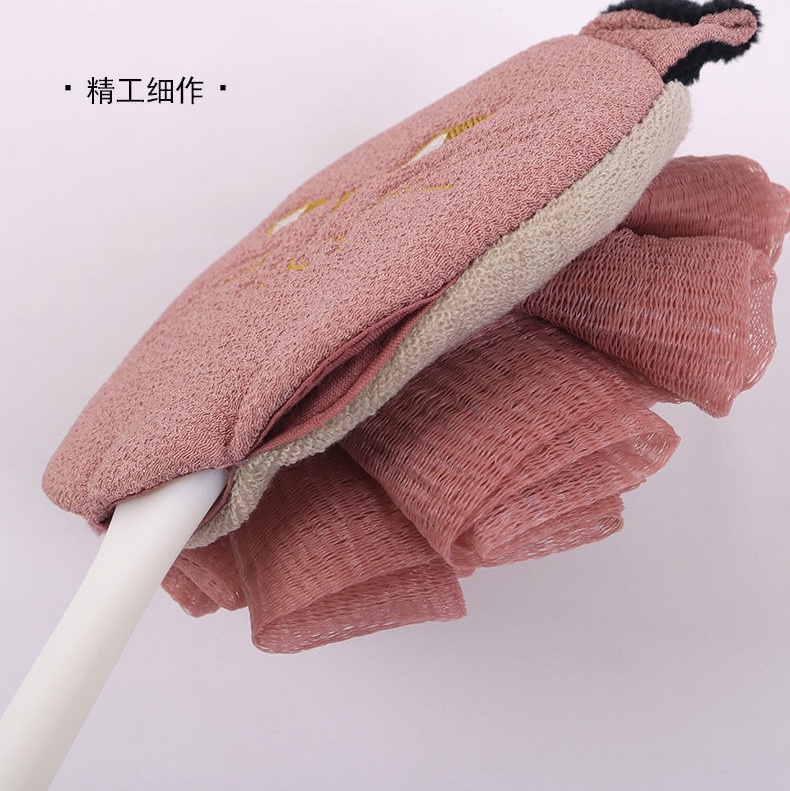 Long handle back rub lazy bath towel Bath towel brush Flower cat dual purpose bath brush Item Picture