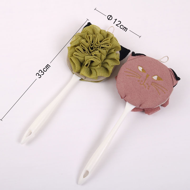 Long handle back rub lazy bath towel Bath towel brush Flower cat dual purpose bath brush details Picture