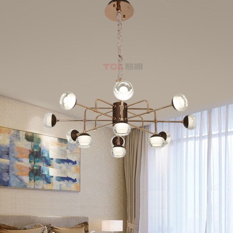 Selected modern ironwork acrylic 12-head chandelier 30143 high-transparency face mask