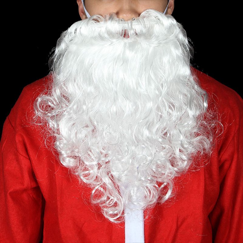 圣诞老人装饰用品白色大胡子装扮 儿童成人圣诞小胡须白底实物图