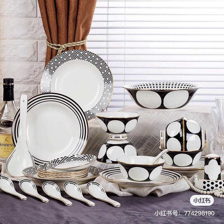 European-style bone China 74-head set tableware Binyao Specification image