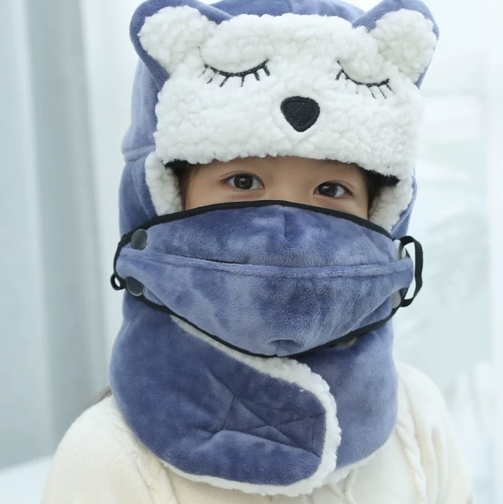 Children Lei Feng hat female Korean version of the lovely autumn and winter riding hood windshield winter cold insulation electric car hat man thumbnail
