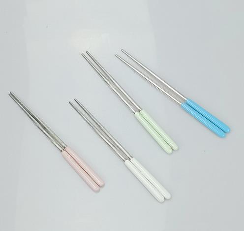 单对拼接陶瓷柄不锈钢筷子 家用防滑防烫创意精品筷子 厂家直销产品图