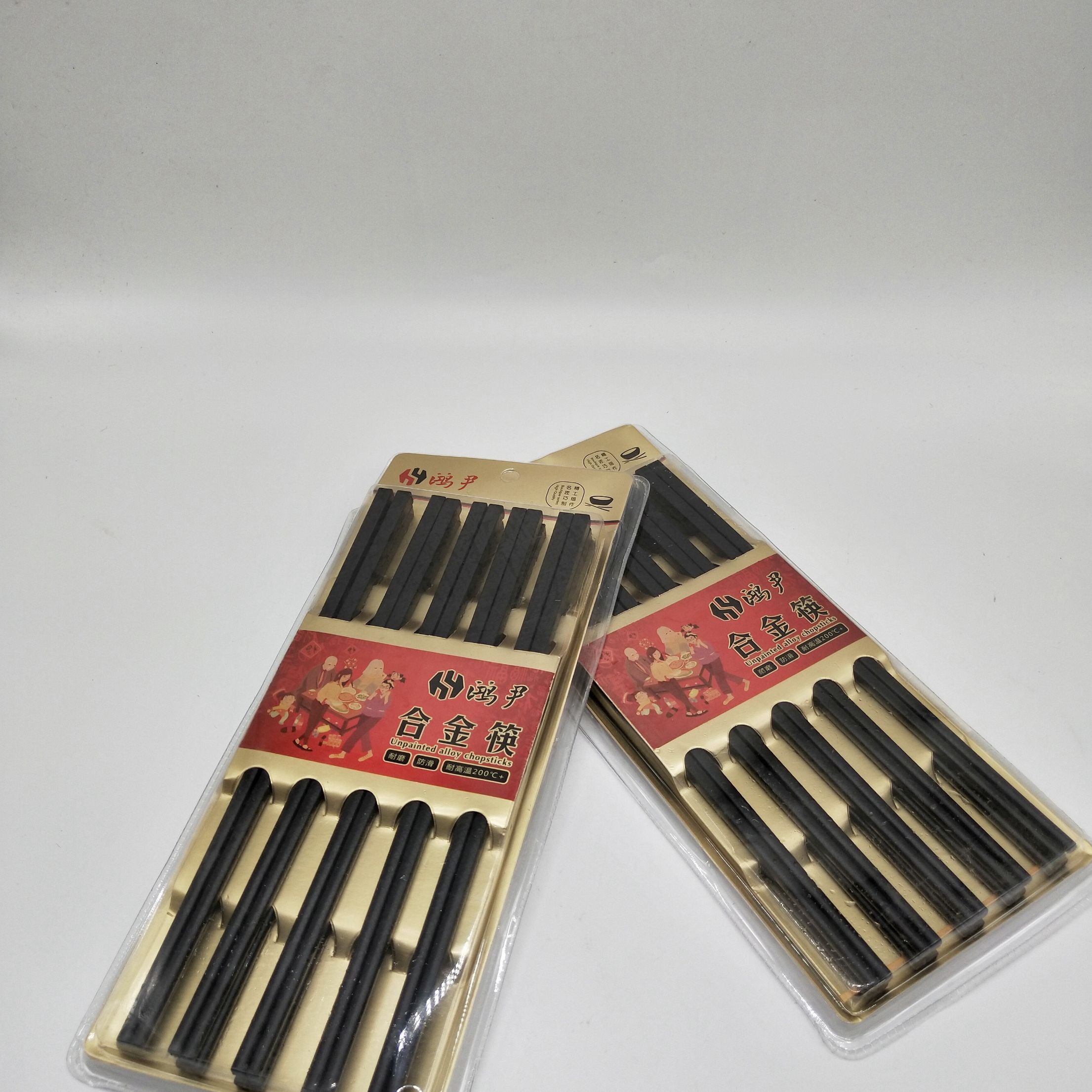 吸塑包装十双装鱼纹筷合金筷高档筷子环保防霉耐高温筷子
