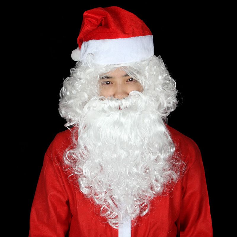 圣诞老人装饰用品白色大胡子装扮 儿童成人圣诞小胡须细节图