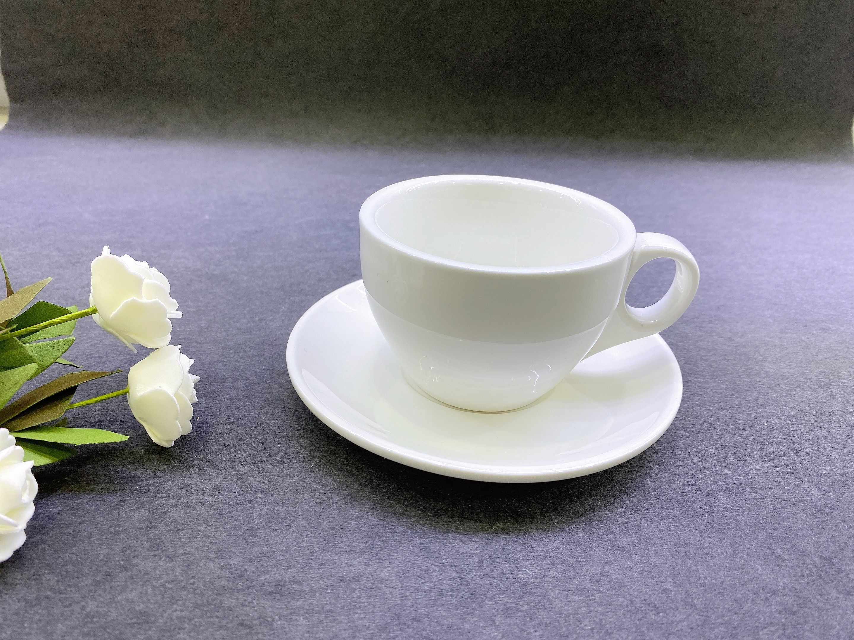 外贸陶瓷咖啡杯碟  纯色白色咖啡杯碟图
