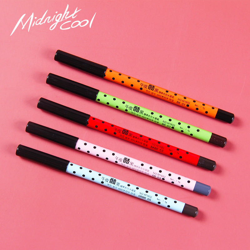 Midnight cool black wood pole waterproof anti - dizzy dye eyebrow pencil candy color wave point easy to color wood makeup pen wholesale thumbnail