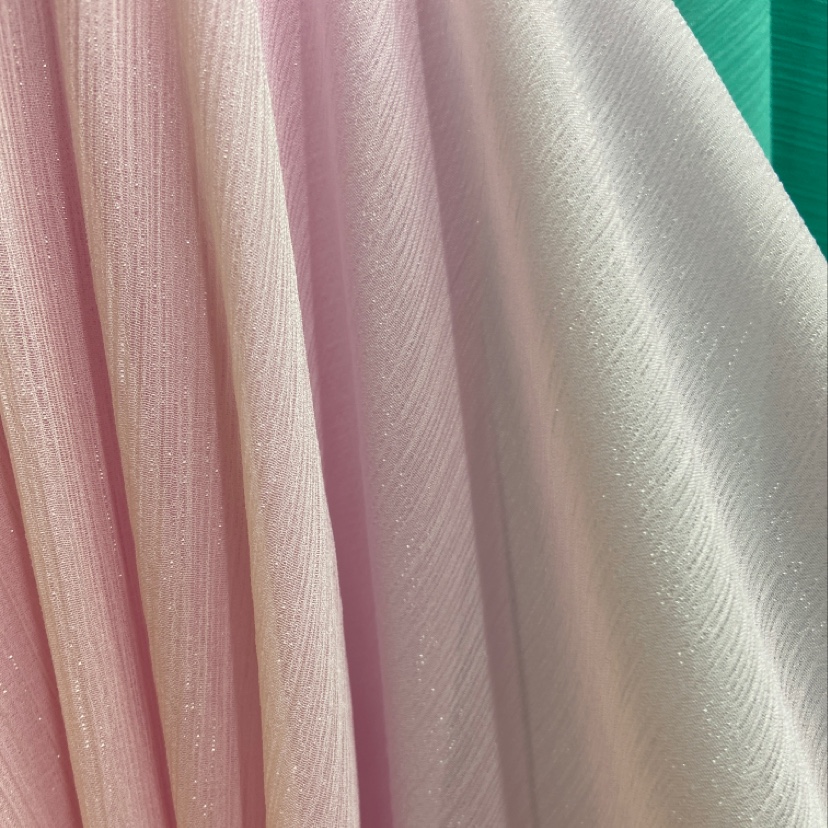 Light pink silver thread crepe fabric, glittering crepe fabric, decorative items, handicrafts, headwear, clothing fabric Specification image