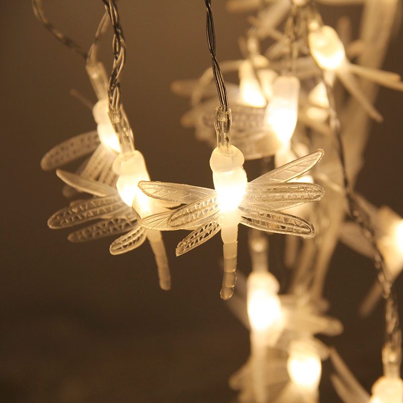 LED彩灯闪灯串灯 蜻蜓led电池盒彩灯 圣诞节日灯婚礼装饰串灯详情图1