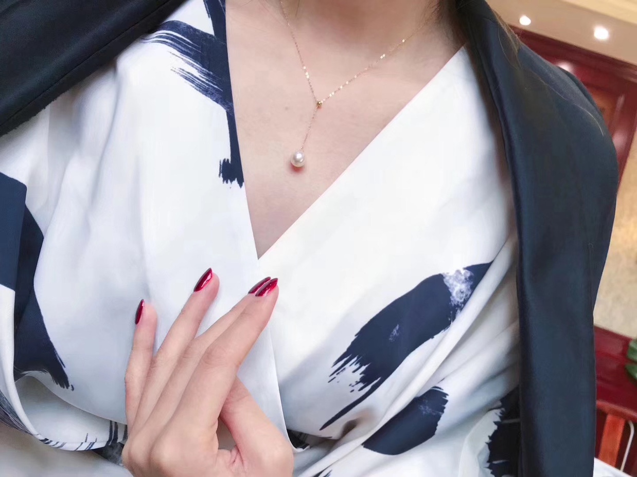 18Kakoya Sea Pearl Y Necklace 12 Light Luxury Elegant Workplace Women Match details Picture