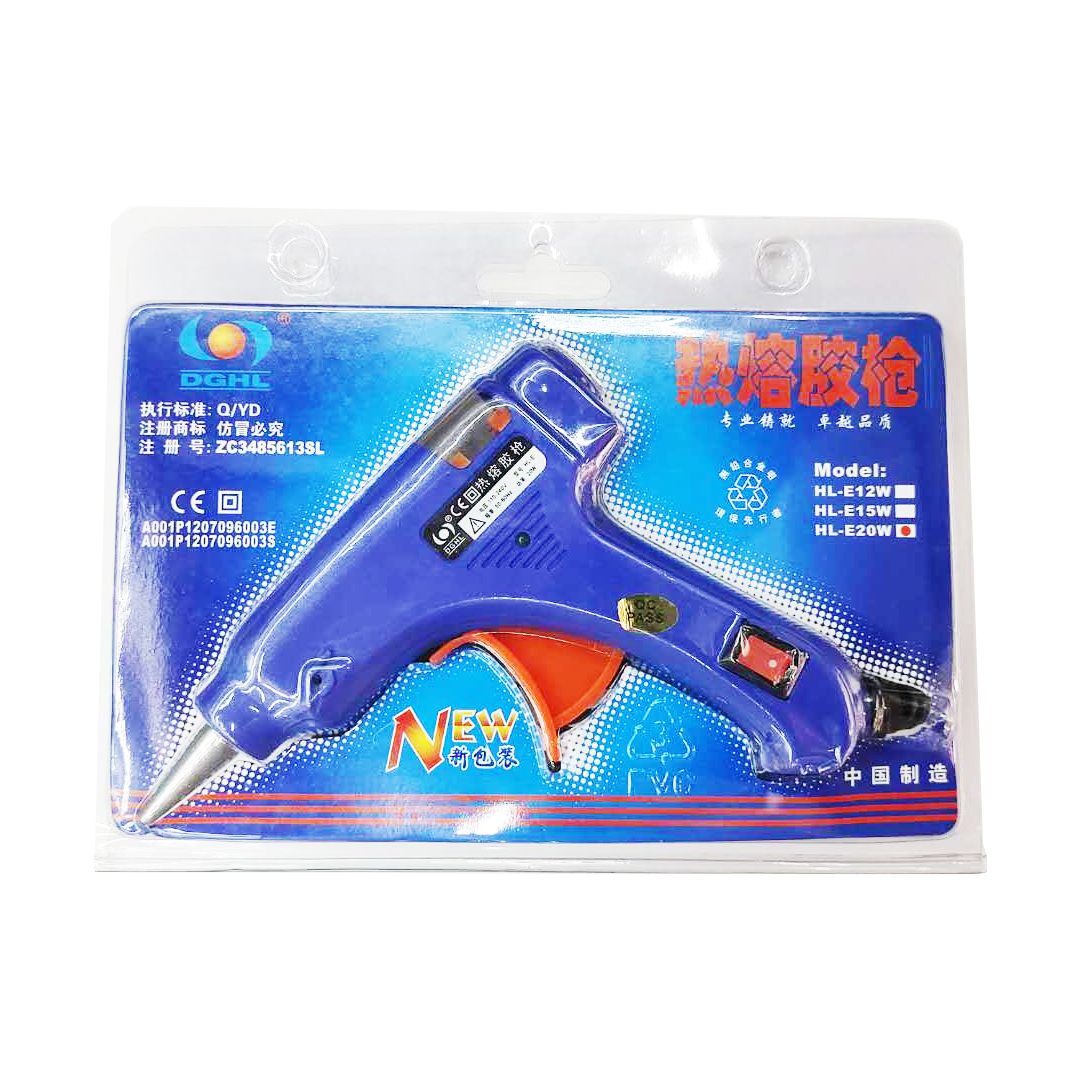 Blue 20W small glue gun with switch available in stock, suitable for 7mm fine glue sticks, factory direct sales