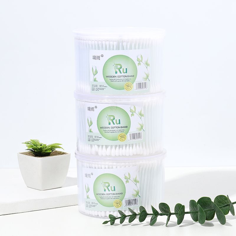 500支大圆盒棉签化妆棉签批发 大桶棉签 卫生棉签 棉棒详情图1