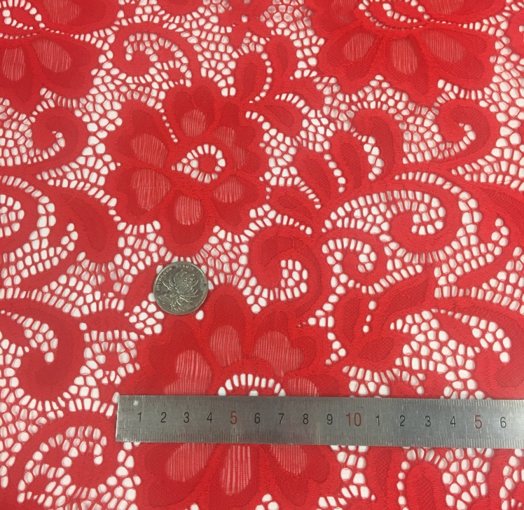 New product factory direct sales, wholesale and retail of bright red fashionable lace fabric