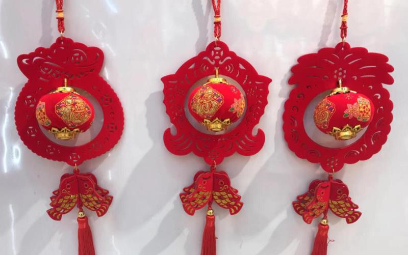 绒布中国结挂件 jk-02-20新年春节缕空装饰挂件厂家直销