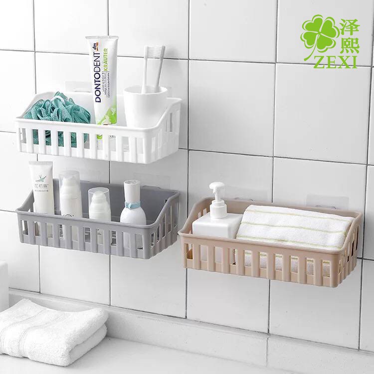 T6006免打孔浴室置物架卫生间塑料壁挂架子收纳洗漱架