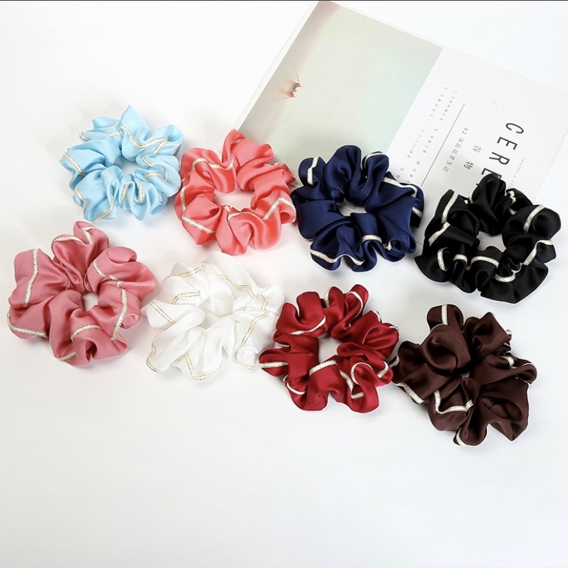 Solid color silk satin hair band