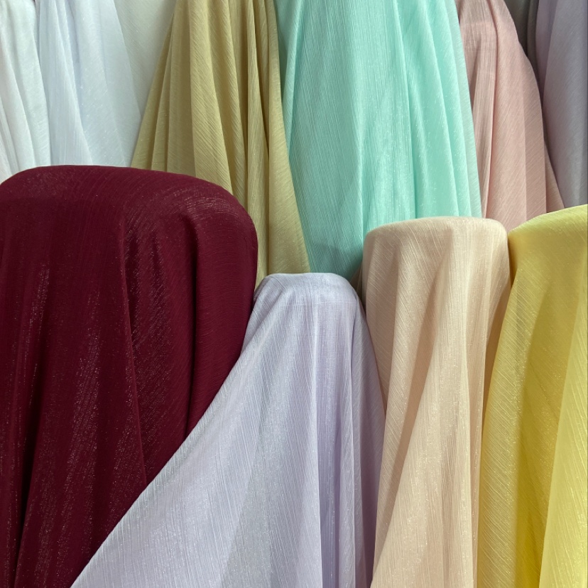 Purple silver thread crepe fabric, glittering crepe fabric, decorative items, handicrafts, headwear, clothing fabric