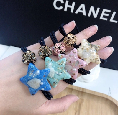 Summer Fresh Seaside Holiday Small Starfish With Diamond Ball Rubber Band