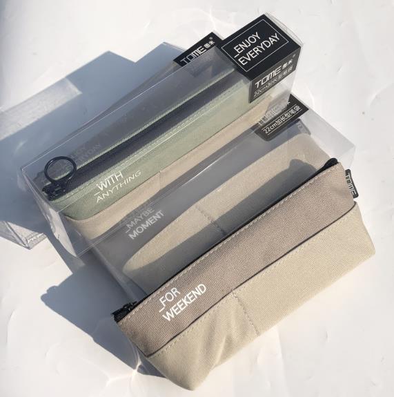 67123 Lengthened triangle pen bag Student pen bag Cloth simple pen bag Large capacity linen small fresh pen bag full figure
