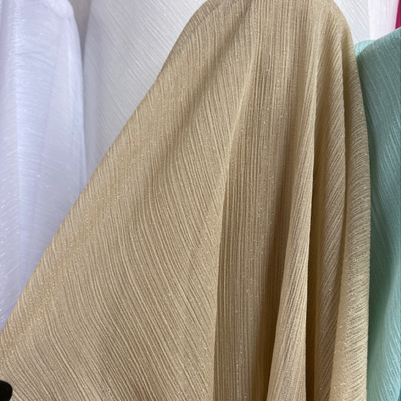 Light coffee-colored silver crepe fabric, glittering crepe fabric, decorative items, handicrafts, headwear, clothing fabric Specification image