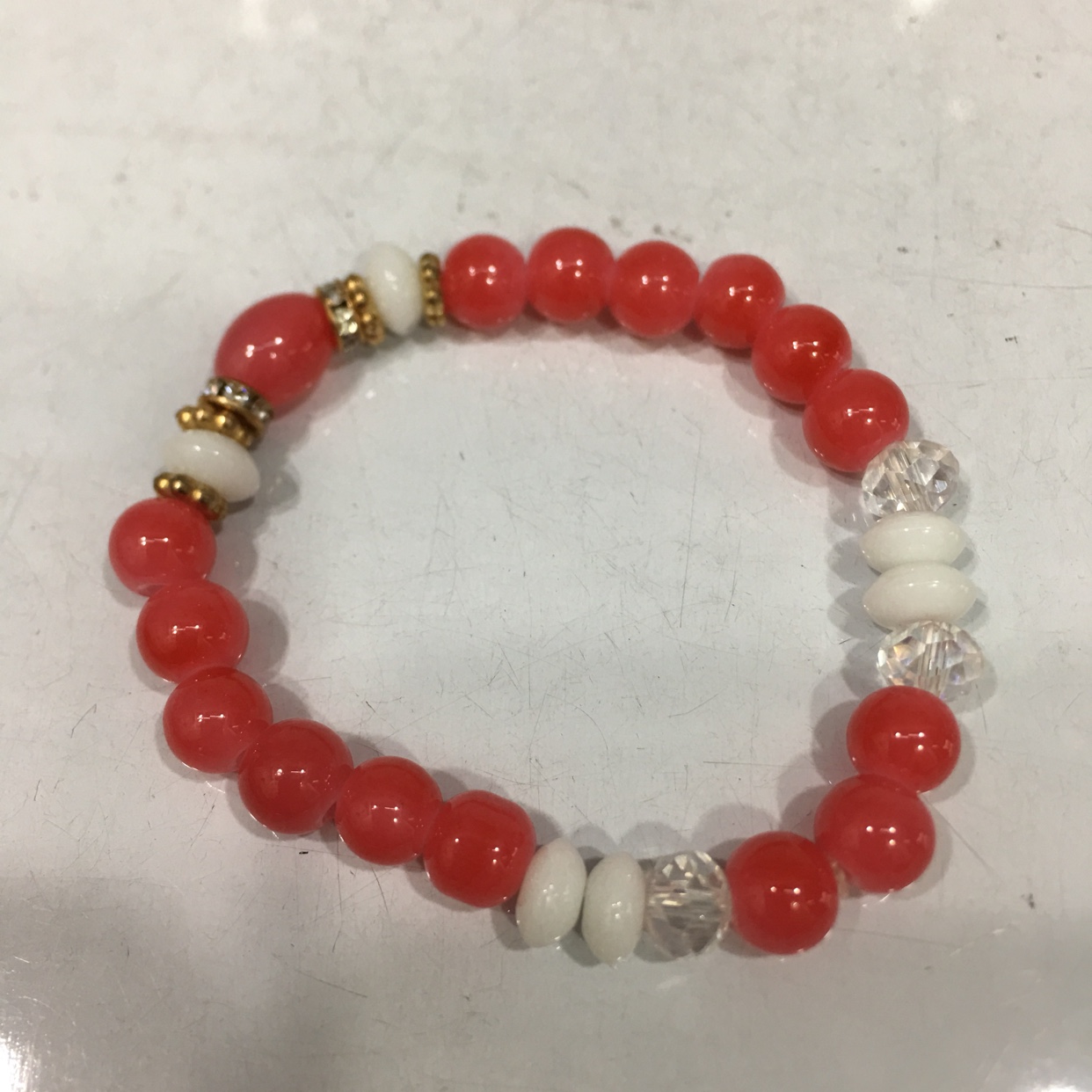 西瓜红果冻珠手链