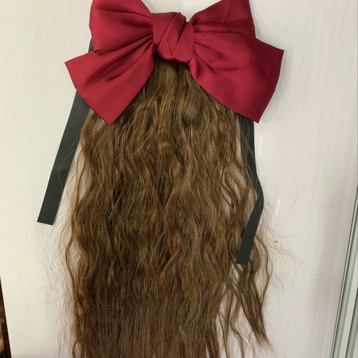 Large bow ponytail wig pieces, ordinary high-temperature silk ponytail wig straps, ponytail wig pieces with bows, custom-made wholesale details Picture