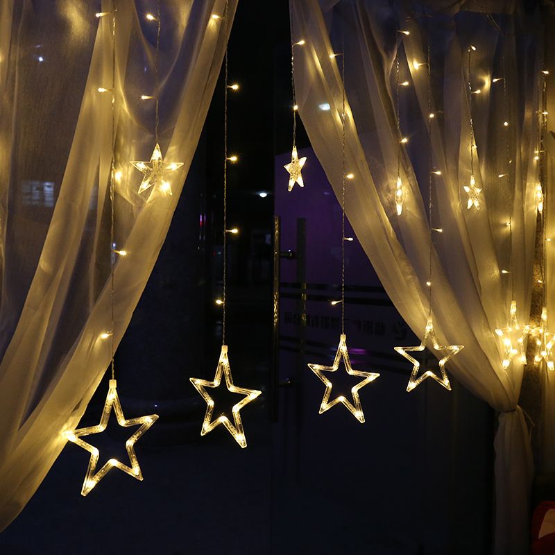 2.5米长138颗LED普通控制器+12小星星带尾接卧室浪漫房间装饰灯详情图1