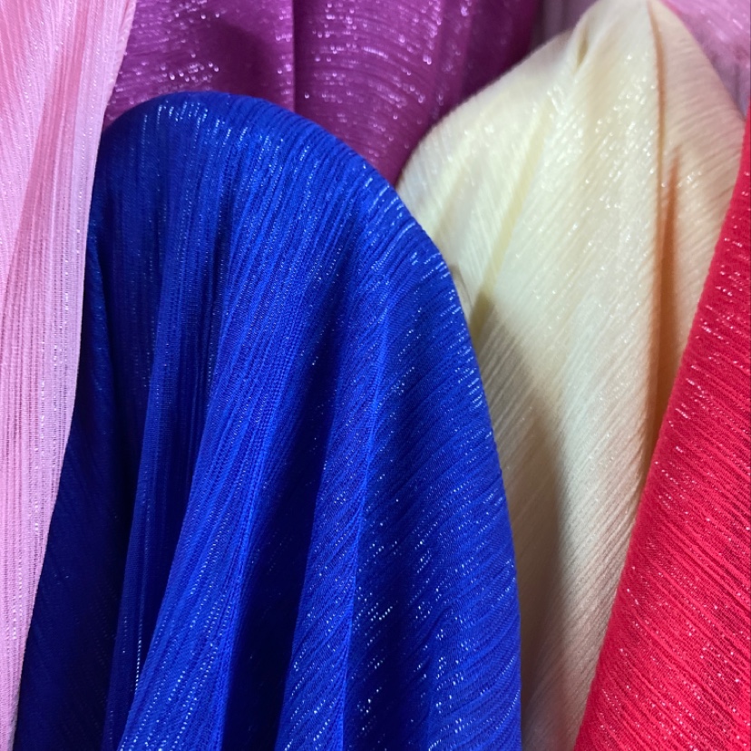 Deep blue silver-threaded crepe fabric, glittering crepe fabric, decorative items, handicrafts, headwear, clothing fabric details Picture