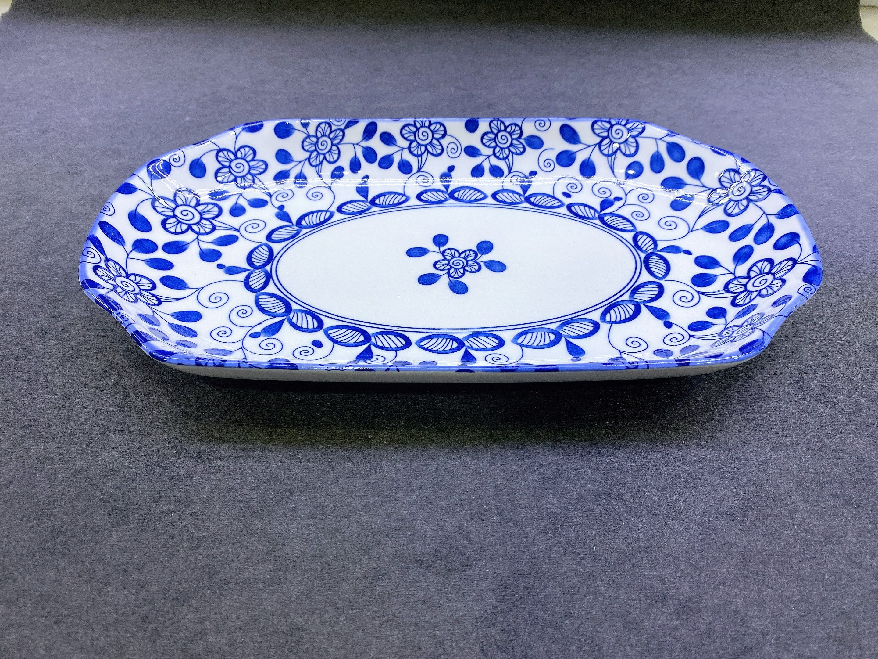 Printed ceramic fish plate ceramic oblong plate sushi plate