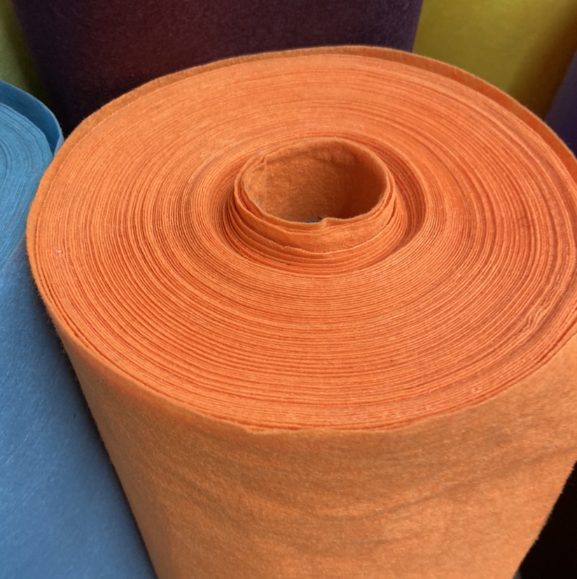 Orange felt non-woven fabric is handcrafted for studio decorations, handicrafts, toys, daily necessities, and available in multiple colors