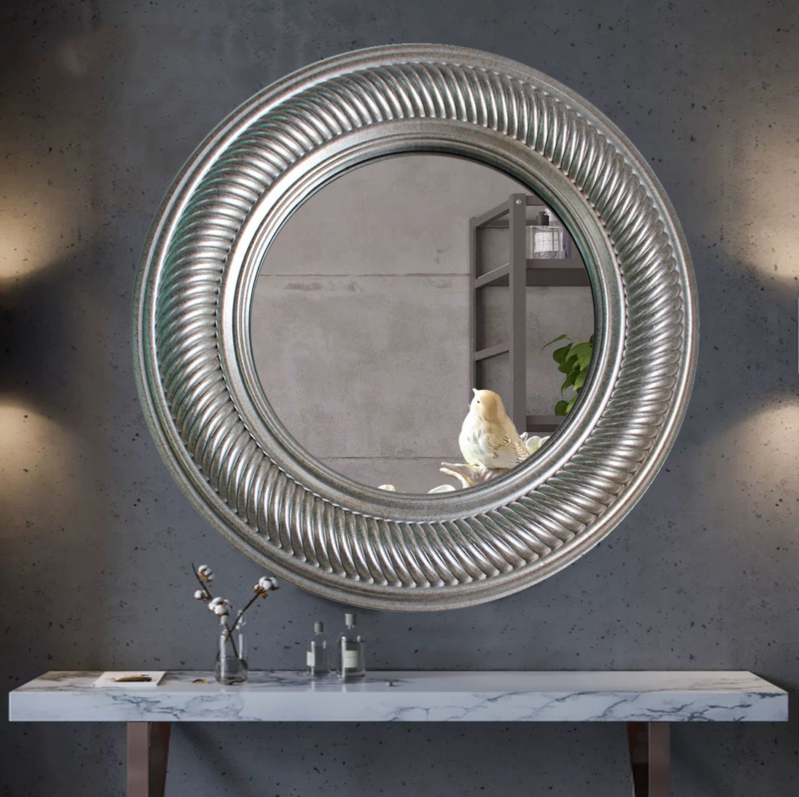 化妆镜浴室镜卫浴镜装饰镜酒店大号壁挂美容院欧式复古卫生间镜子