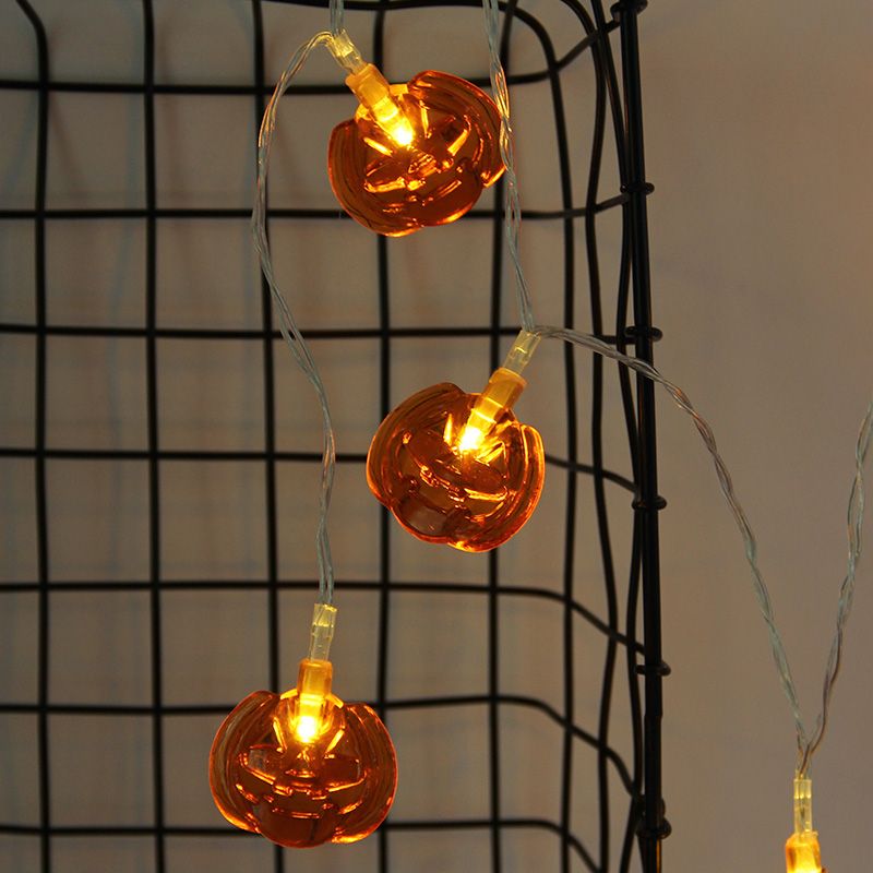 创意LED万圣节装饰系列 南瓜造型电池灯串复活节装饰彩灯串灯细节图